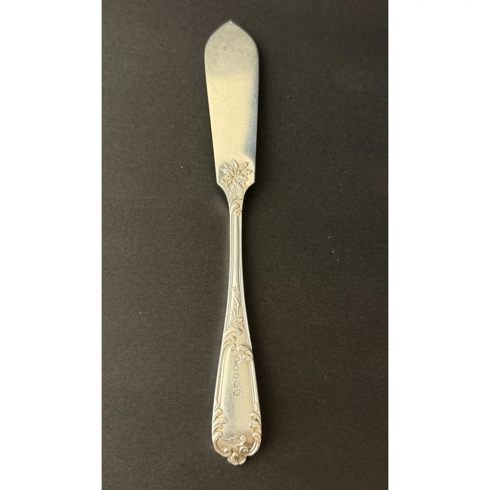 Mappin & Webb Acanthus silver plate Master Butter Knife Engraved Blade 7.25
